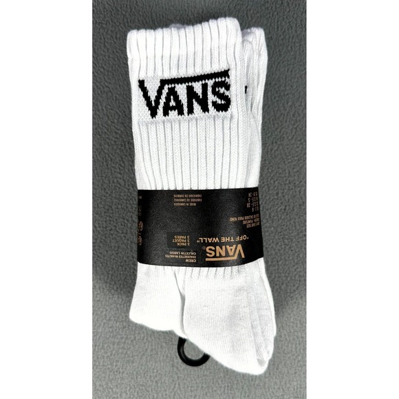 Vans Other - Vans Socks 3 Pack Youth Boys Size 1-6 White Cotton Blend Crew Sock Skate Surf